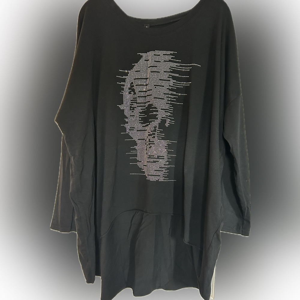 Venti6 rhinestone skull Graphic Women's Top